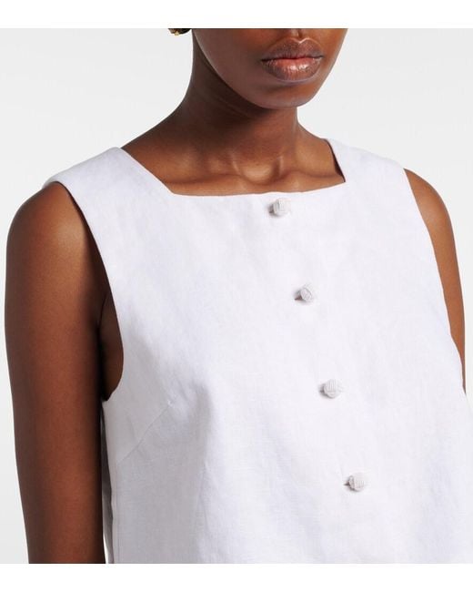 Posse White Rio Linen Crop Top