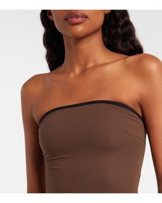 Totême Brown Strapless Swimsuit