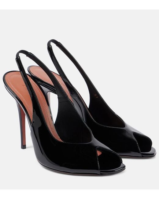 AMINA MUADDI Black Kristina 105 Patent Leather Peep-Toe Pumps