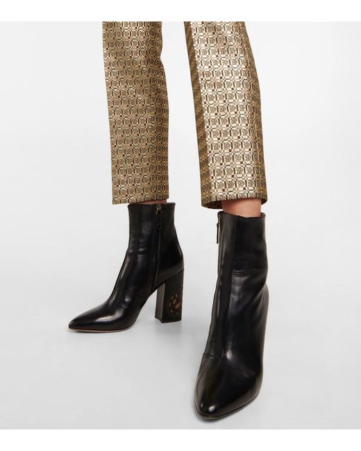 Etro Black Perforated Leather Ankle Boots