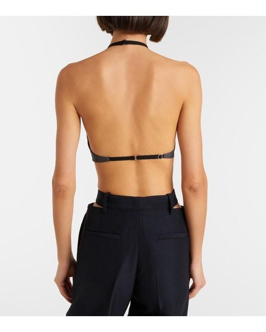 Jil Sander Blue Halterneck Virgin Wool Crop Top