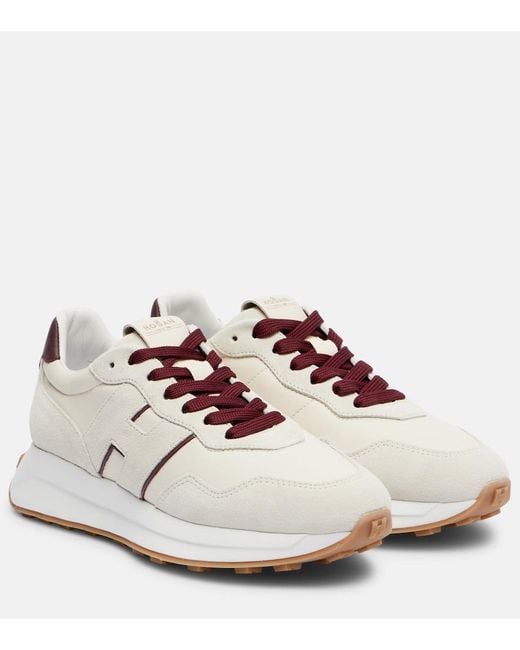 Hogan White H641 Suede Platform Sneakers