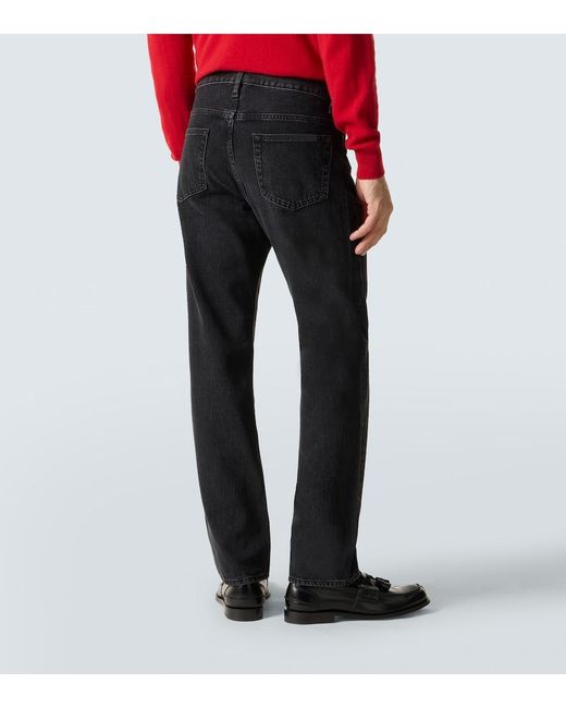 FRAME Black The Straight Mid-Rise Straight Jeans for men