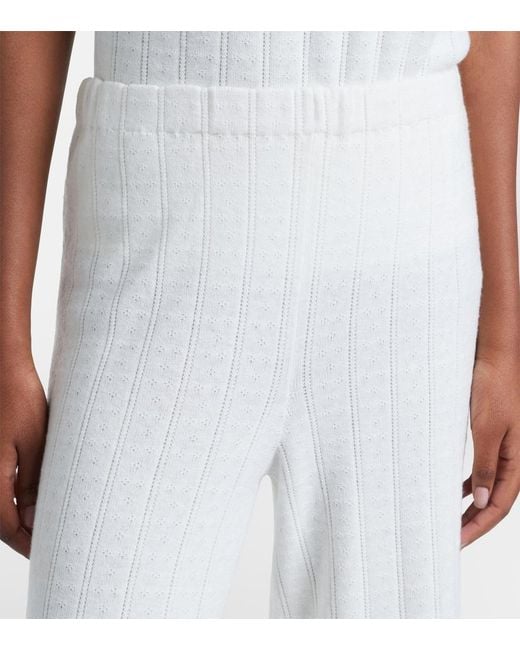 Lisa Yang White Shannen Cotton And Cashmere Wide-Leg Pants