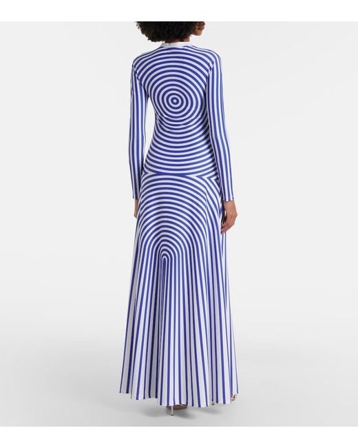 Jean Paul Gaultier Blue Printed Jersey Maxi Dress