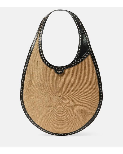 Alaïa Brown One Piece Medium Paper Straw Shoulder Bag