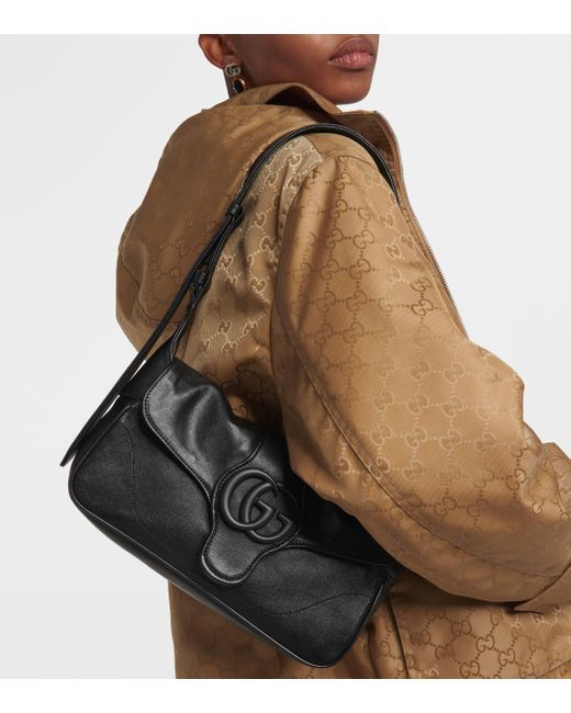 Gucci Black Aphrodite Small Leather Shoulder Bag