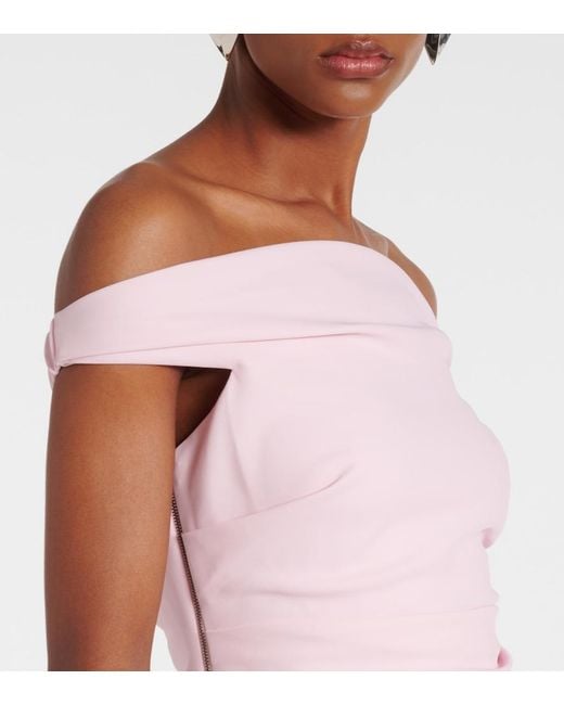 The Sei Pink Draped Off-Shoulder Crepe Corset