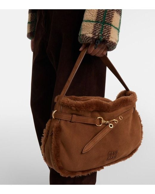 Miu Miu Brown Aventure Suede Shoulder Bag