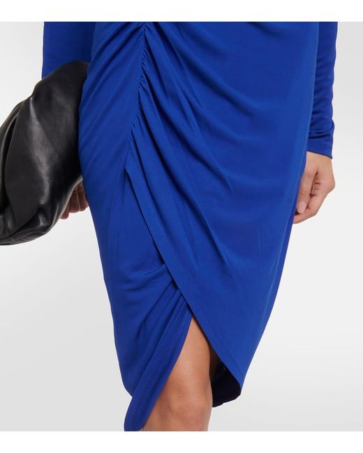 Diane von Furstenberg Blue Magena Gathered Jersey Midi Dress