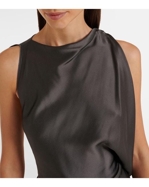 Victoria Beckham Black Kyra Draped Crepe Satin Midi Dress