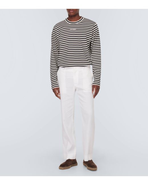 Pantalon droit en lin melange Dolce & Gabbana pour homme en coloris White