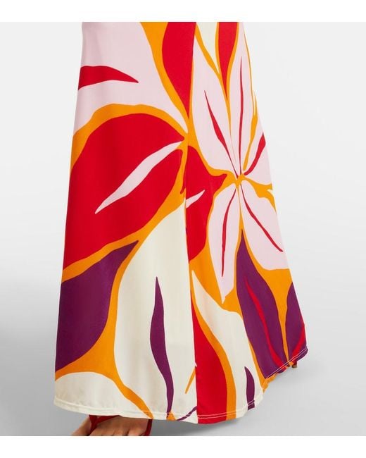 Cala De La Cruz Red Amay Floral Jersey Maxi Dress