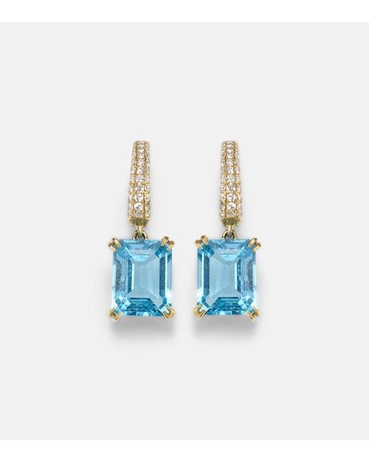 Octavia Elizabeth Blue Yana Charmed Micro 18Kt Earrings With Topazes And Diamonds
