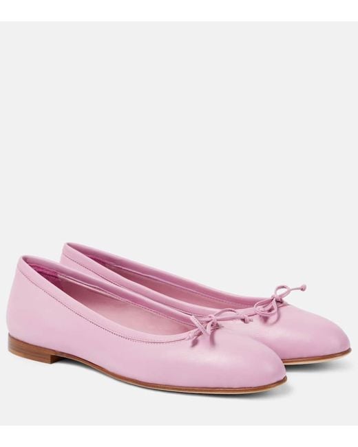Manolo Blahnik Pink Verallii Leather Ballet Flats
