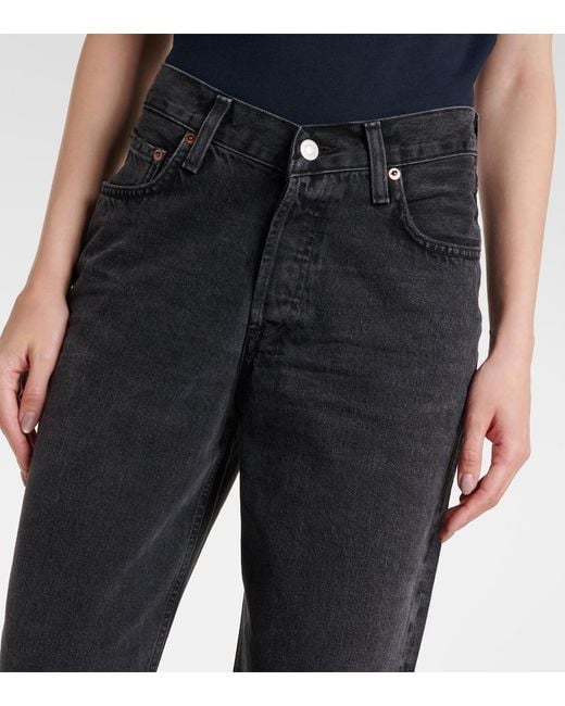Agolde Blue V-Waist Baggy High-Rise Wide-Leg Jeans