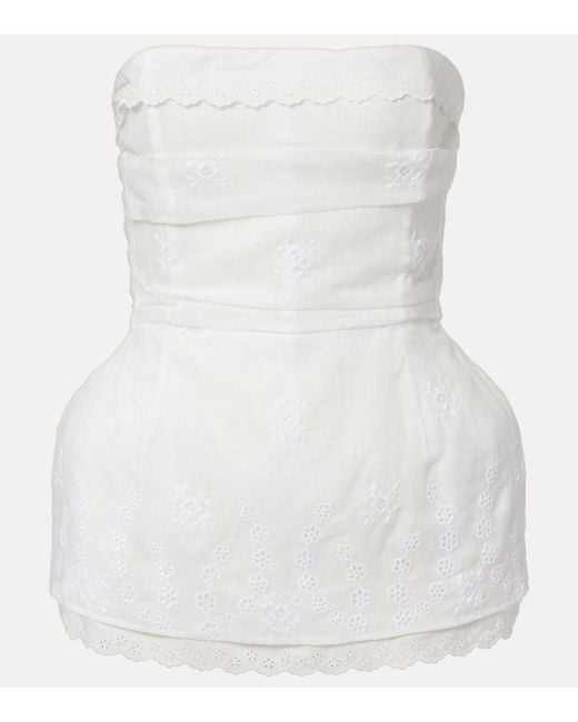Magda Butrym White Scalloped Cotton-Blend Bandeau Top