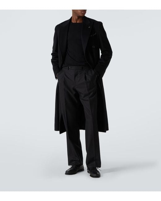 Saman Amel Black Wool And Cashmere Overcoat for men