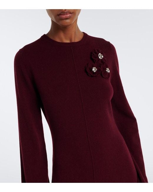 Jardin Des Orangers Red Embellished Wool And Cashmere Sweater Dress