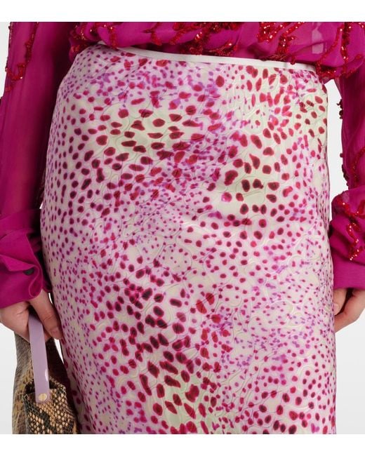 Falda Midi Estampada Dries Van Noten de color Pink