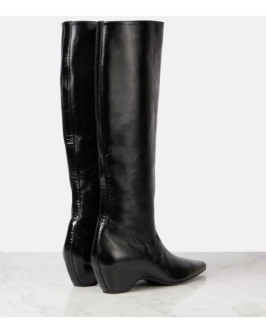 Khaite Black Sybil 40 Leather Knee-High Boots