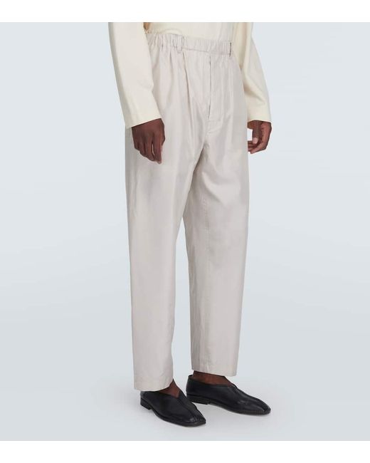 Pantalones rectos de seda Lemaire de hombre de color White