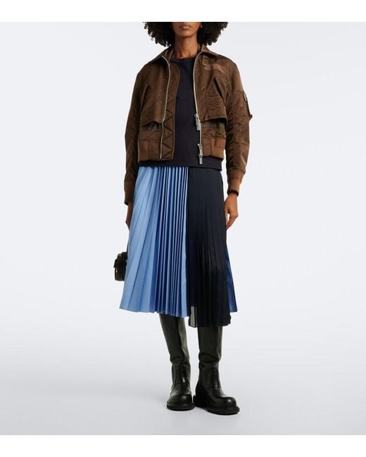 Sacai Brown Layered Technical Bomber Jacket
