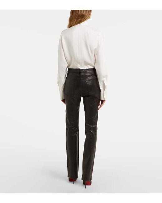 FRAME Black Hose Le High Straight Long Aus Leder
