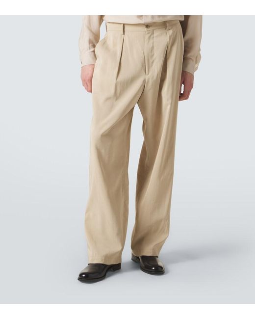 Giorgio Armani Natural Archivio Silk-Blend Straight Pants for men