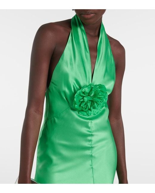 Rodarte Green Rose Halterneck Silk Gown