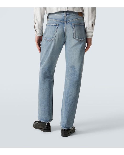 Saint Laurent Blue Distressed Straight Jeans for men