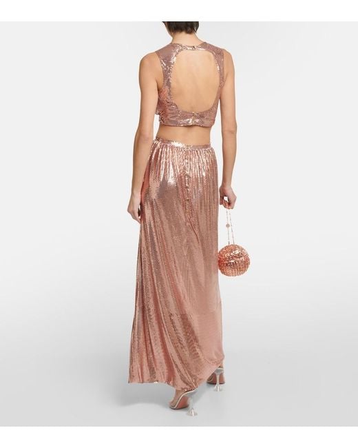Rabanne Brown Metallic Mesh Top