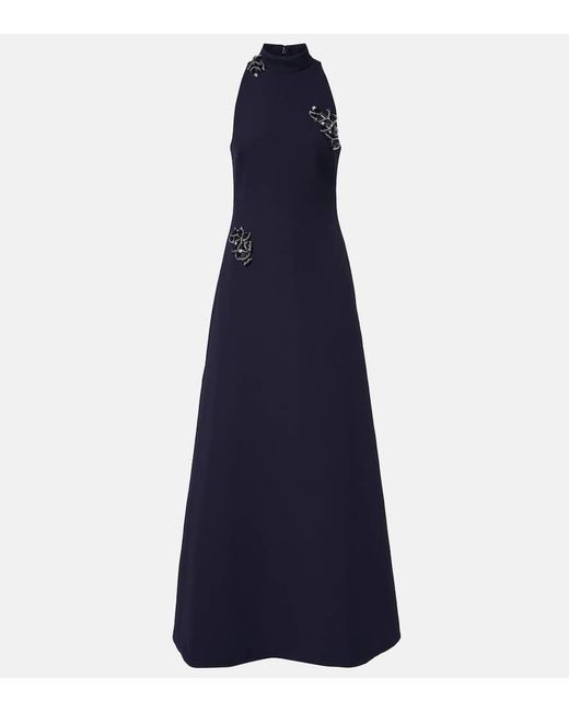 Safiyaa Blue Verzierte Robe Priscilla Aus Crepe