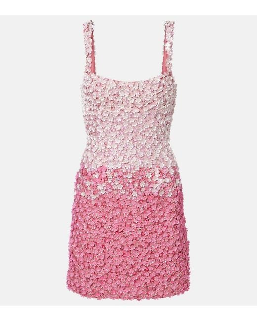 La Fuori Pink Sequined Ombre Minidress