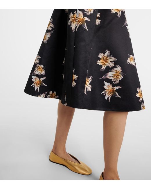 Emilia Wickstead Black Uccellina Floral Duchess Satin Midi Dress
