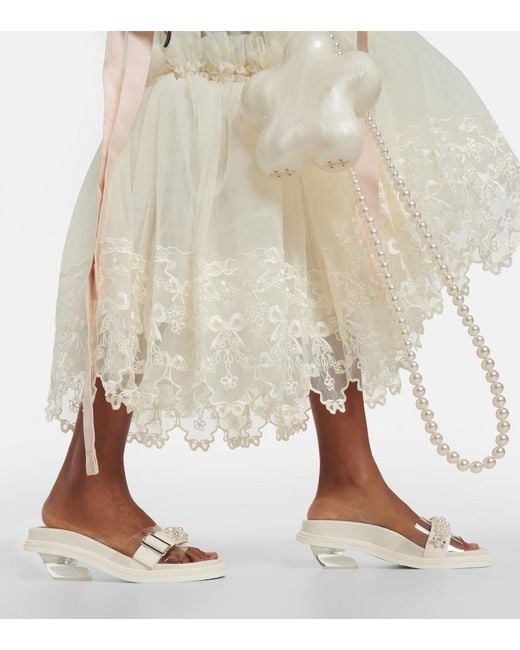 Simone Rocha White Leather Slides