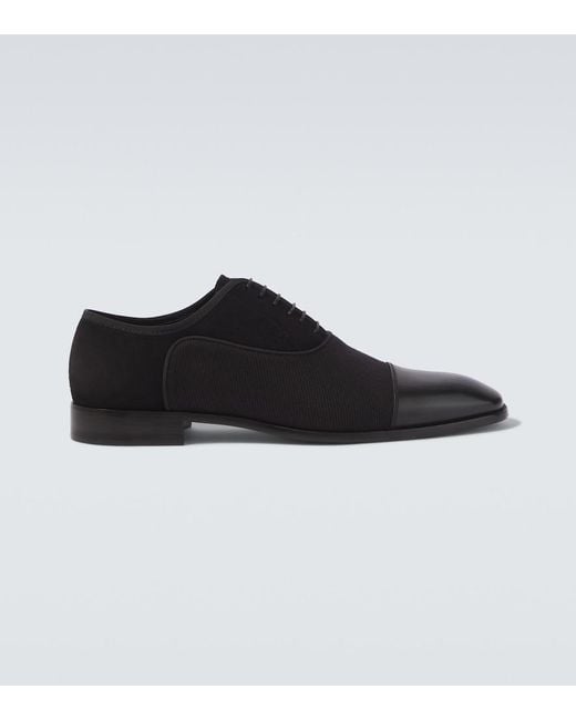 Christian Louboutin Black Greggory Leather-Trimmed Oxford Shoes for men