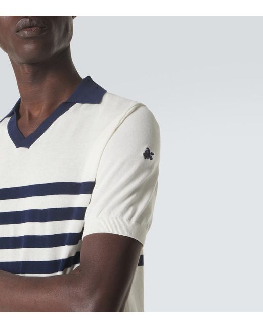Vilebrequin White Striped Cotton Polo Shirt for men