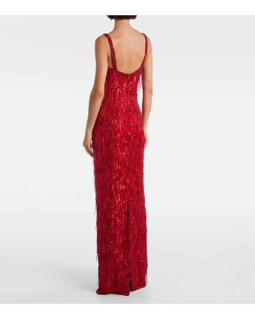 Jenny Packham Red Fleur Sequined Gown