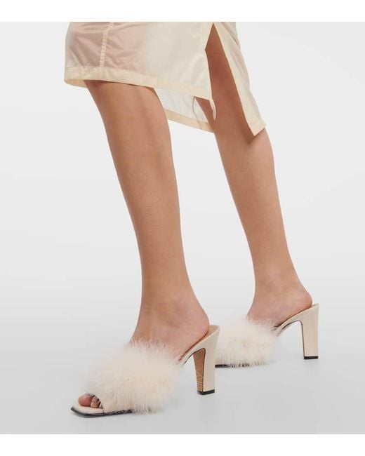 Maison Margiela Natural Pantoletten Mit Federn