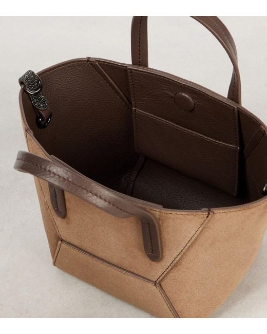 Brunello Cucinelli Brown Bc Duo Mini Monili Suede Tote Bag