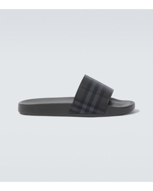 Burberry Black Check Slides for men