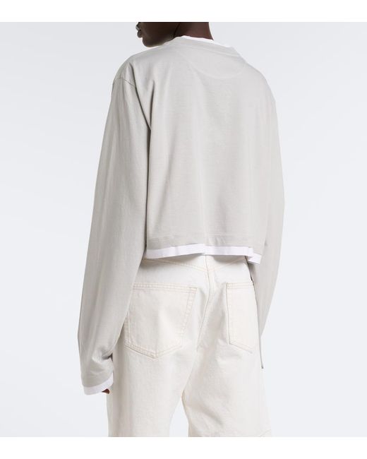 Prada White Cotton Pique And Jersey Top