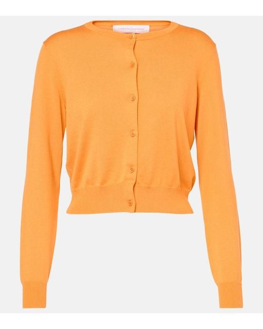 Carolina Herrera Orange Cropped-Cardigan Aus Seide Und Baumwolle