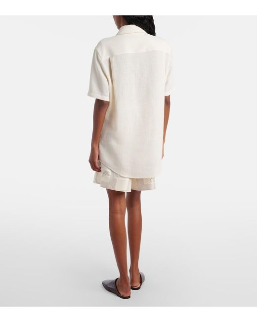 Loro Piana White Shirley Linen Crepe Shirt