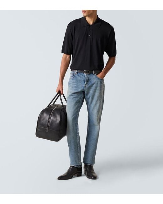 Saint Laurent Black Wool Polo Shirt for men