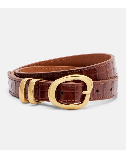 Amanu Brown Tugela Croc-Effect Leather Belt