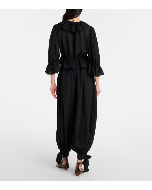 Chloé Black Silk Crepe De Chine Balloon Pants