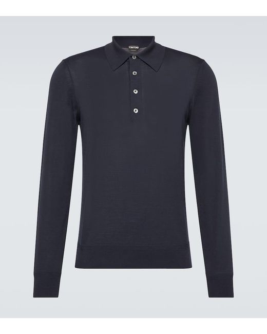 Tom Ford Blue Wool Polo Sweater for men
