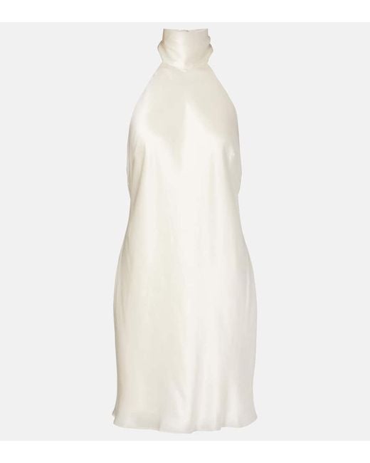 Vestido Corto Capucine De Saten De Seda Rixo de color White